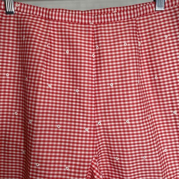 Renee Dumarr Womens Red Gingham Plaid Ankle Pants Size L Old Money Summer Preppy - Picture 10 of 12